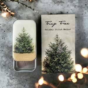 Tiny tree tin and stitch marker combo