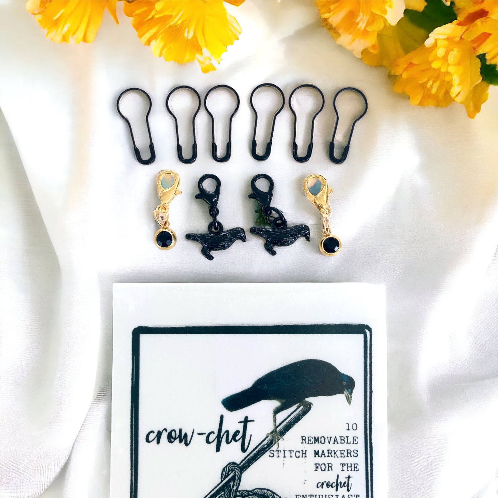 Crow-chet crochet stitch marker pack