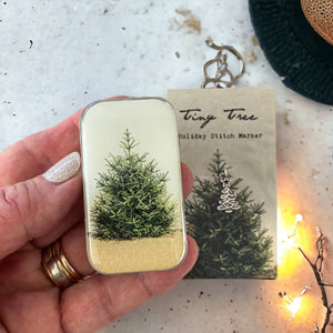 Tiny tree tin and stitch marker combo