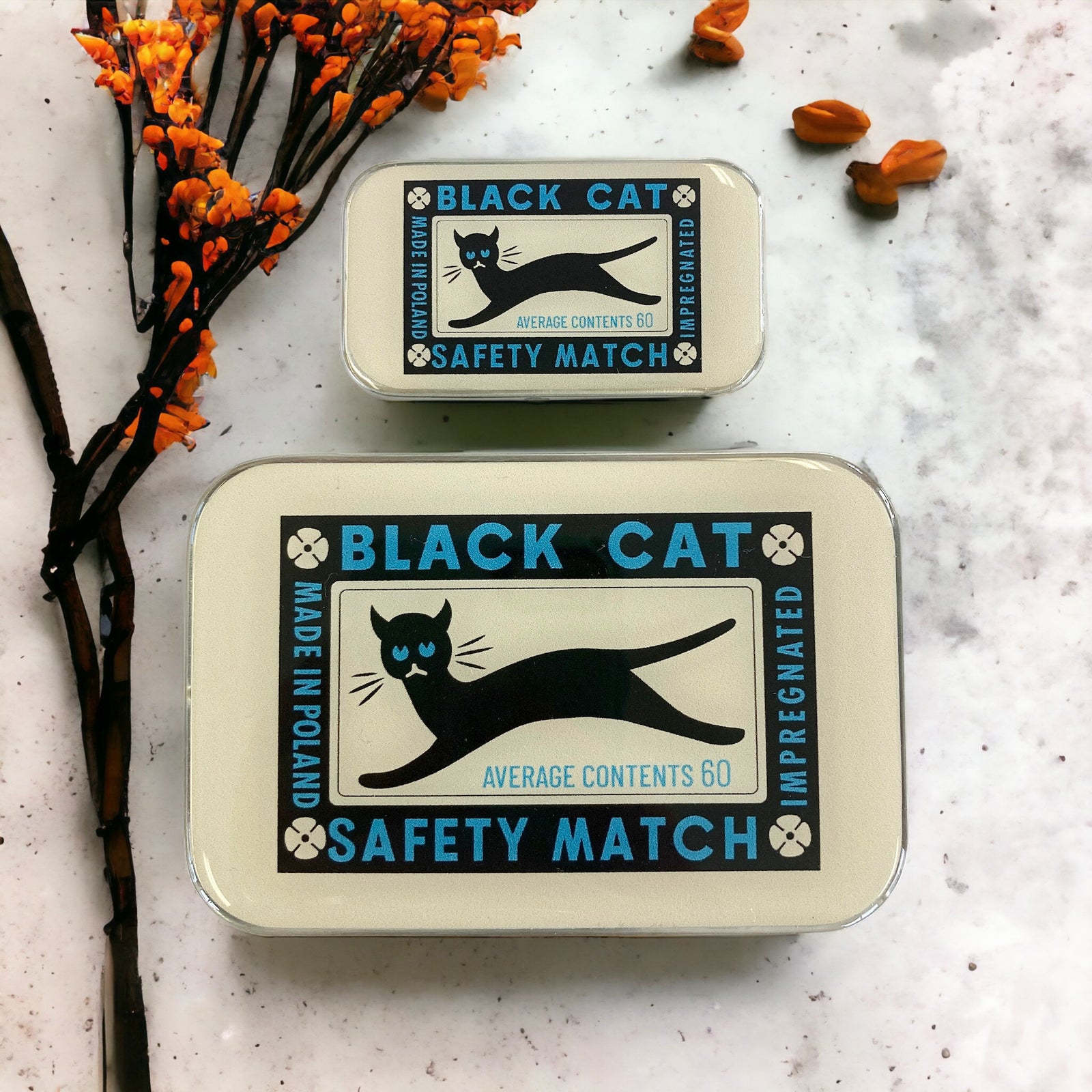 Black cat notions tin