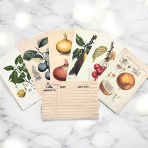 Botanical Recipe Card Set — 12 Blank Cards + Banana Bread Recipe