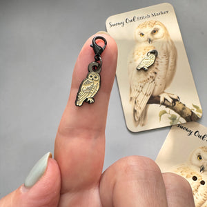 Snowy Owl Stitch Marker | Custom Enamel Knitting Stitch Marker or Removable Progress Keeper | Firefly Notes