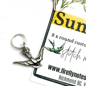 Summer stitch markers for knitting, Custom Firefly Notes stitch markers