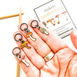 Makers mushrooms, Exclusive custom Firefly Notes enamel stitch markers