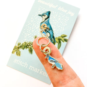 Blue Jay stitch marker or progress keeper