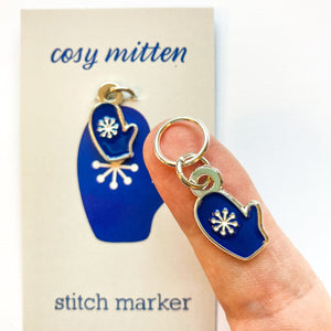 Mitten stitch marker or progress keeper for knitting or crochet