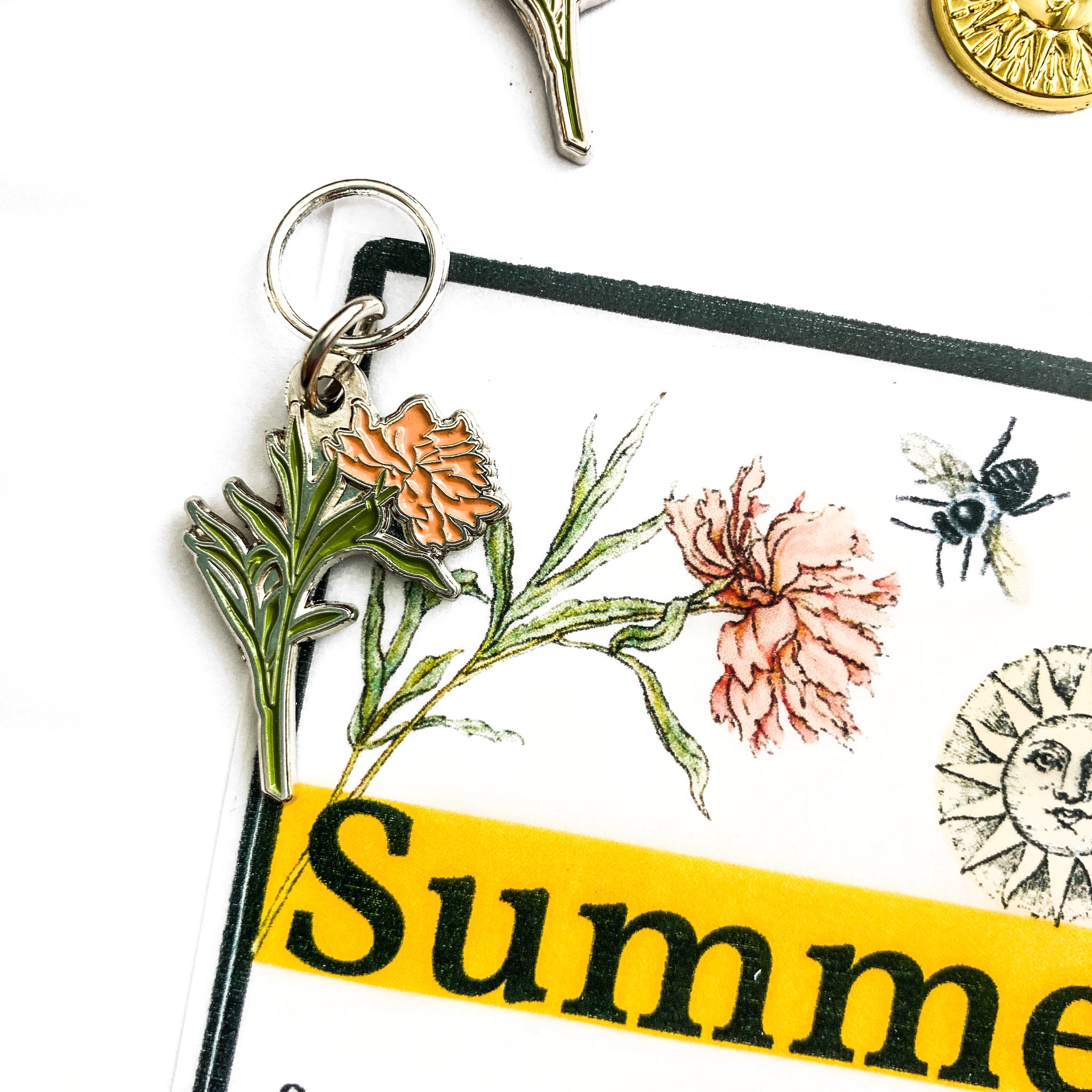 Summer stitch markers for knitting, Custom Firefly Notes stitch marker