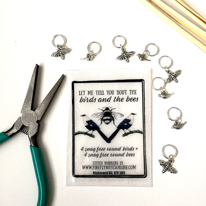 Birds and bees stitch marker pack