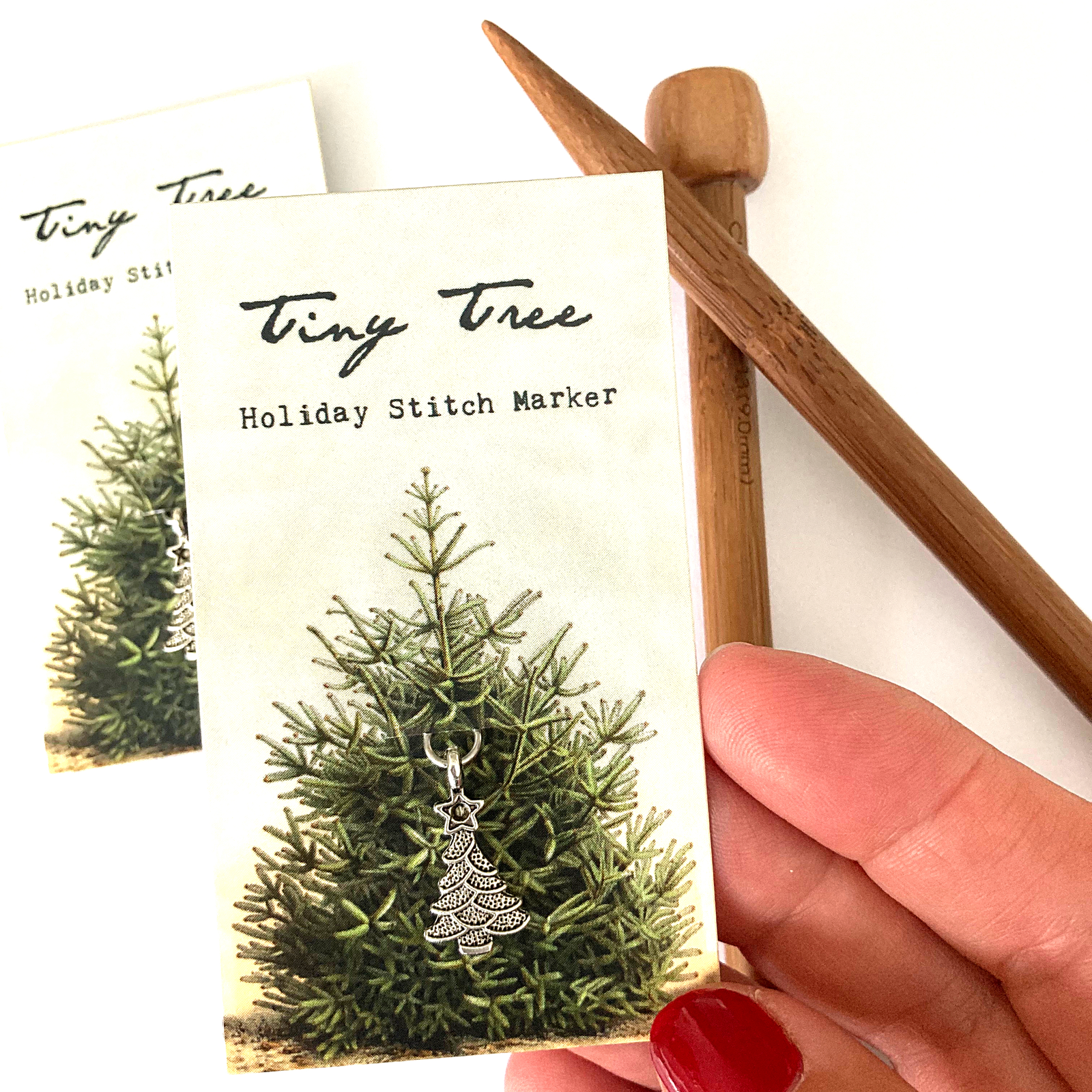 Tiny tree stitch marker or progress keeper