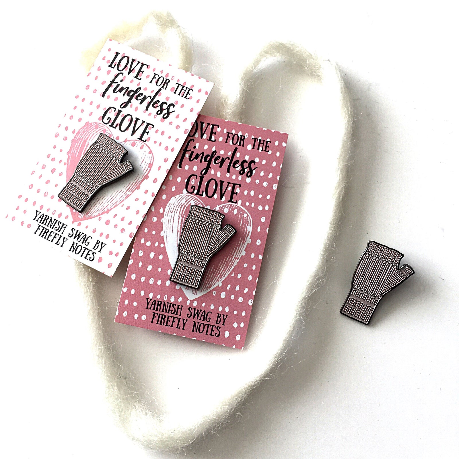 Fingerless glove enamel pin