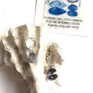 Seashell stitch markers, 10 mm snag free plus one removable, knitting notions